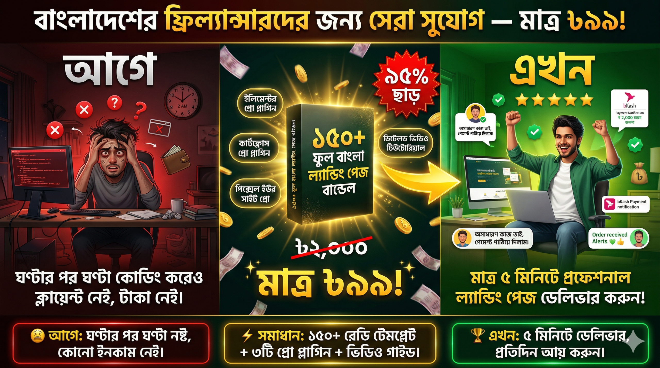 মাত্র ৯৯ টাকায় ১৫০+ ল্যান্ডিং পেজ